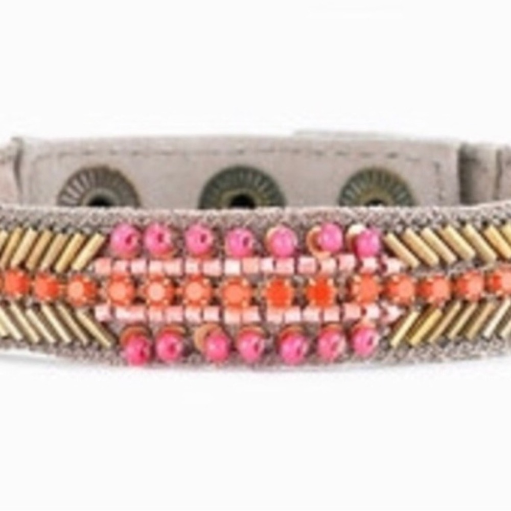 Stella & Dot Mia Leather Wrap Bead Bracelet